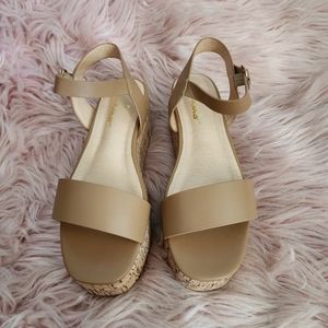 Lulus Grecia platform faux cork sandals size 8